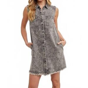 NEW BLUIVY rustic denim mini dress in black washed